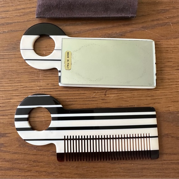 Vintage Janeke Italy Mod Travel Comb Mirror Case Tortoise Mid Century RARE Style - Picture 3 of 16